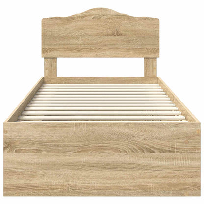 Bed Frame with Headboard Sonoma Oak 75 x 190 cm Solid Pine Wood