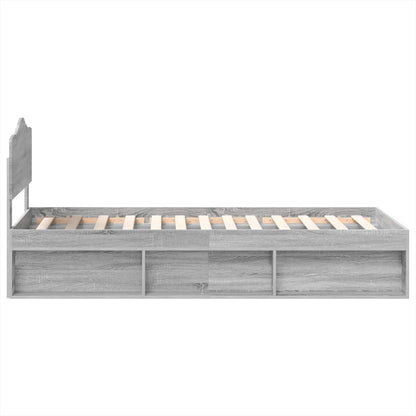 Bed Frame Grey Sonoma 75 x 190 cm Solid Pine Wood