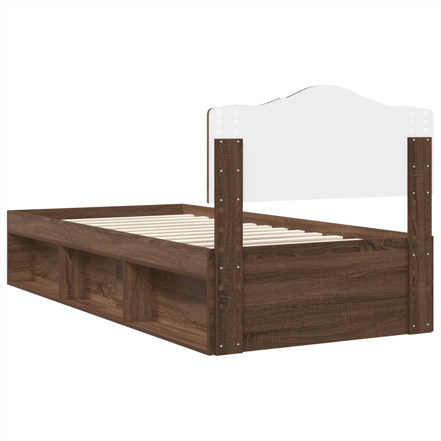 Bed Frame with Headboard Brown Oak 75 x 190 cm Solid Pine Wood