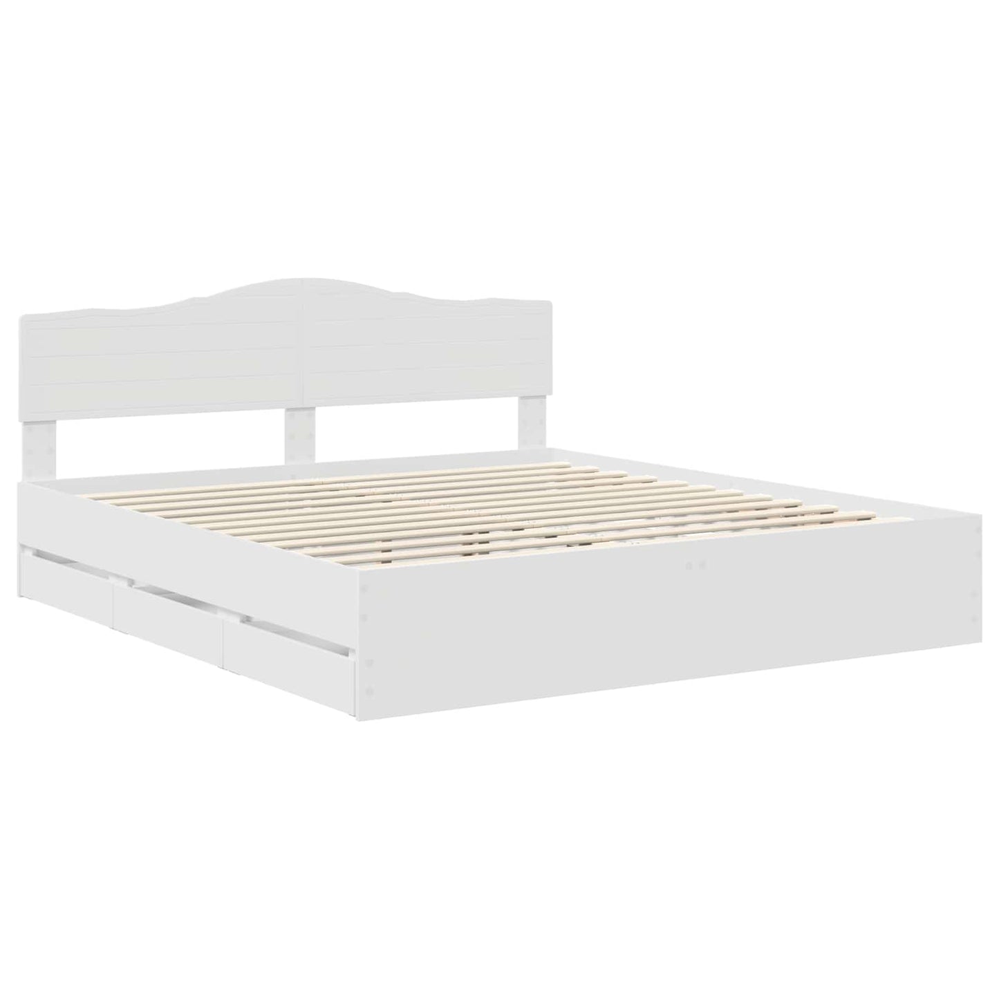 Bed Frame with Drawer White 200 x 200 cm Engineer Wood