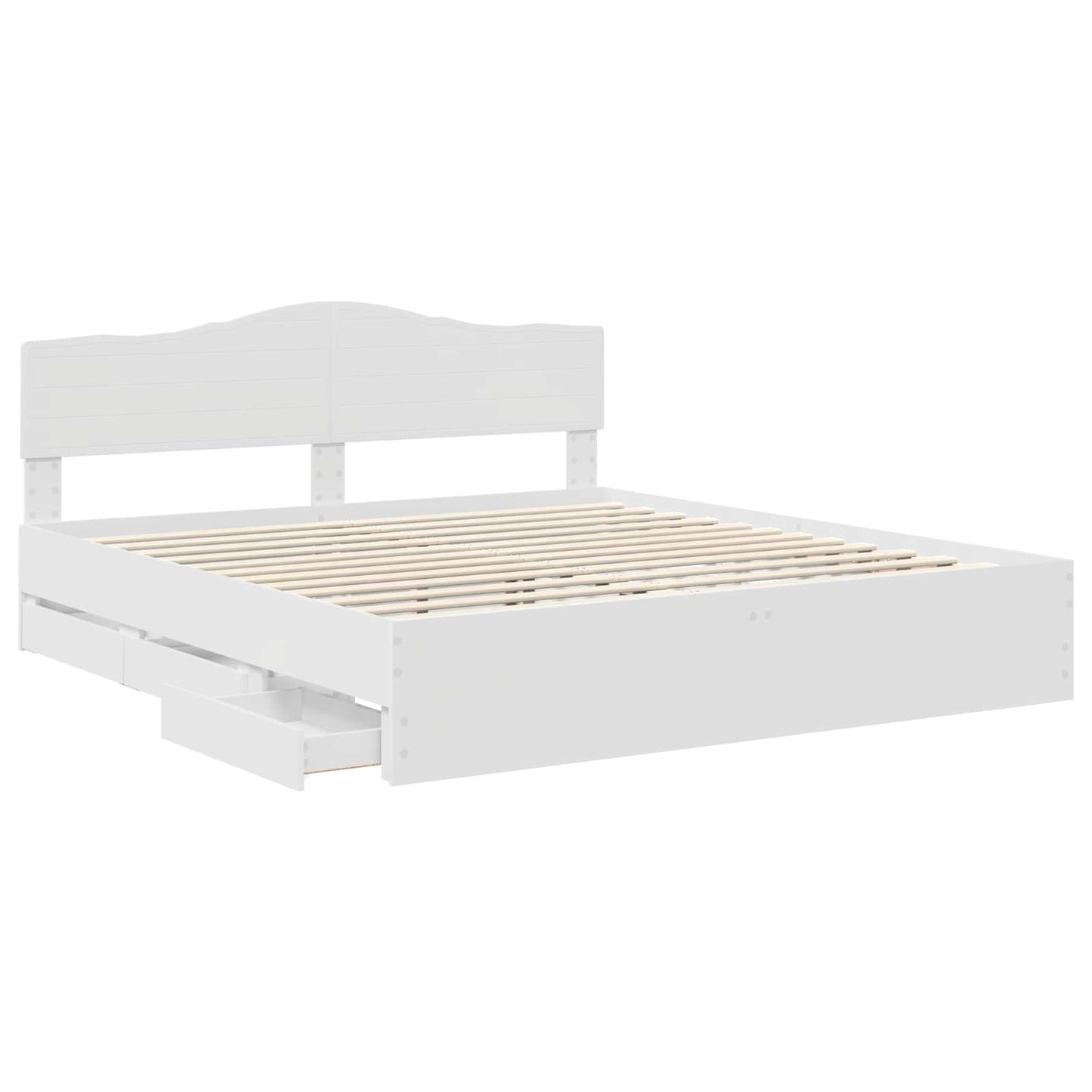 Bed Frame with Drawer White 200 x 200 cm Engineer Wood