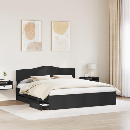 Bed Frame with Drawer Black 200 x 200 cm Engineer Wood