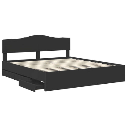 Bed Frame with Drawer Black 200 x 200 cm Engineer Wood