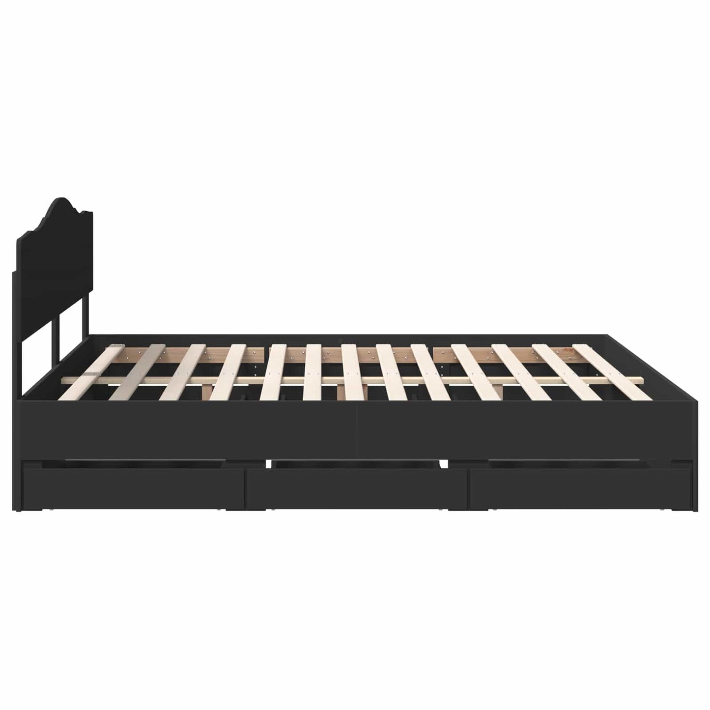 Bed Frame with Drawer Black 200 x 200 cm Engineer Wood