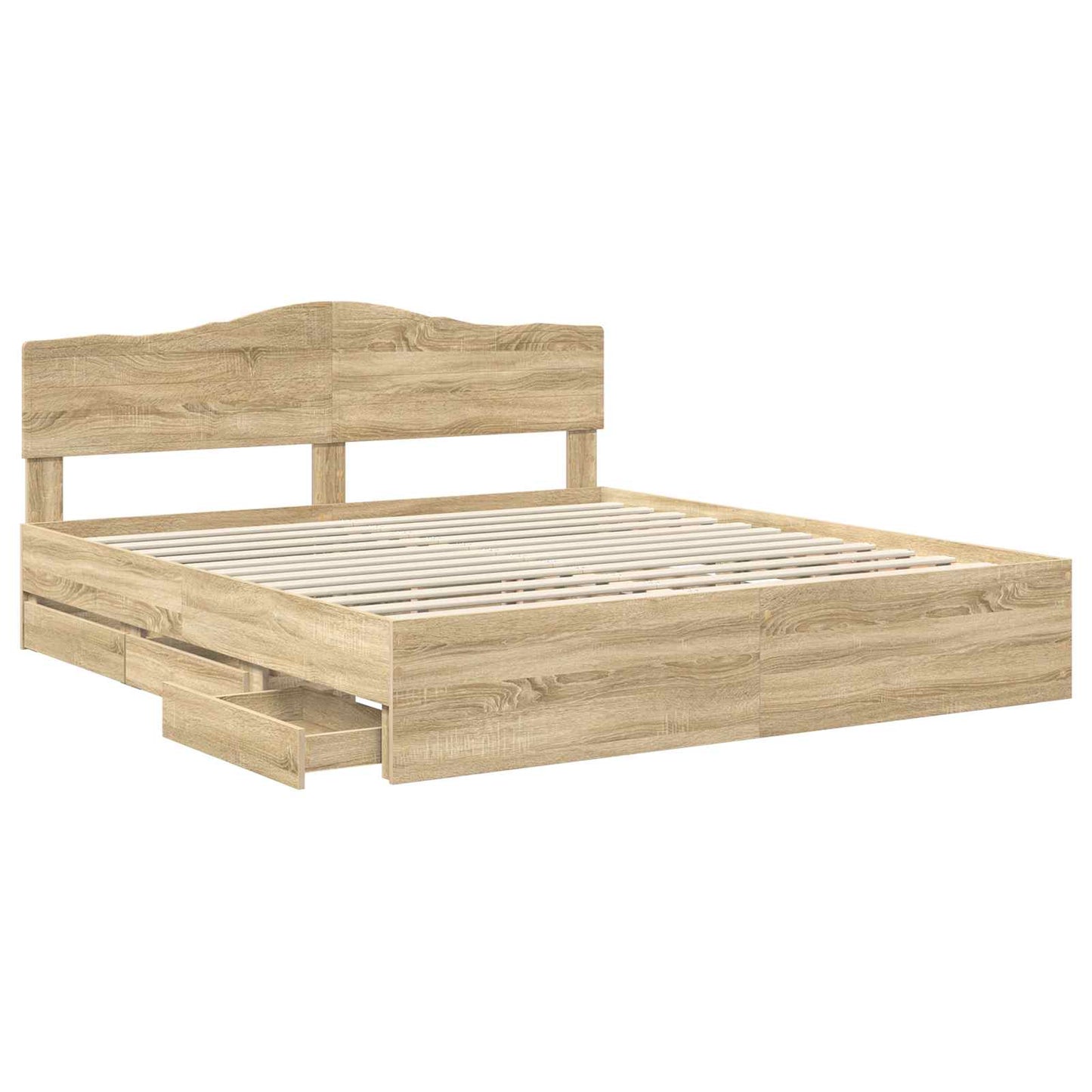 Bed Frame with Drawer Sonoma Oak 200 x 200 cm Engineer Wood
