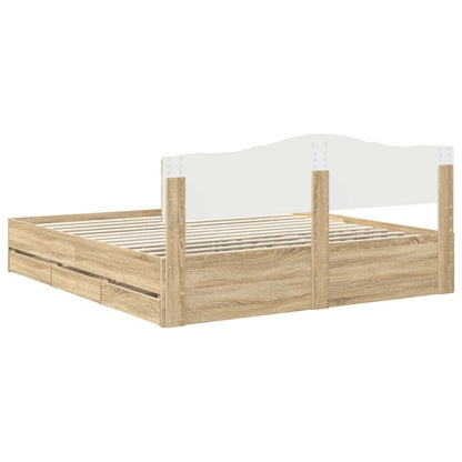 Bed Frame with Drawer Sonoma Oak 200 x 200 cm Engineer Wood