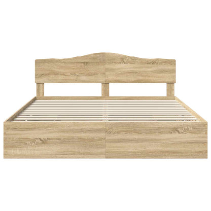 Bed Frame with Drawer Sonoma Oak 200 x 200 cm Engineer Wood