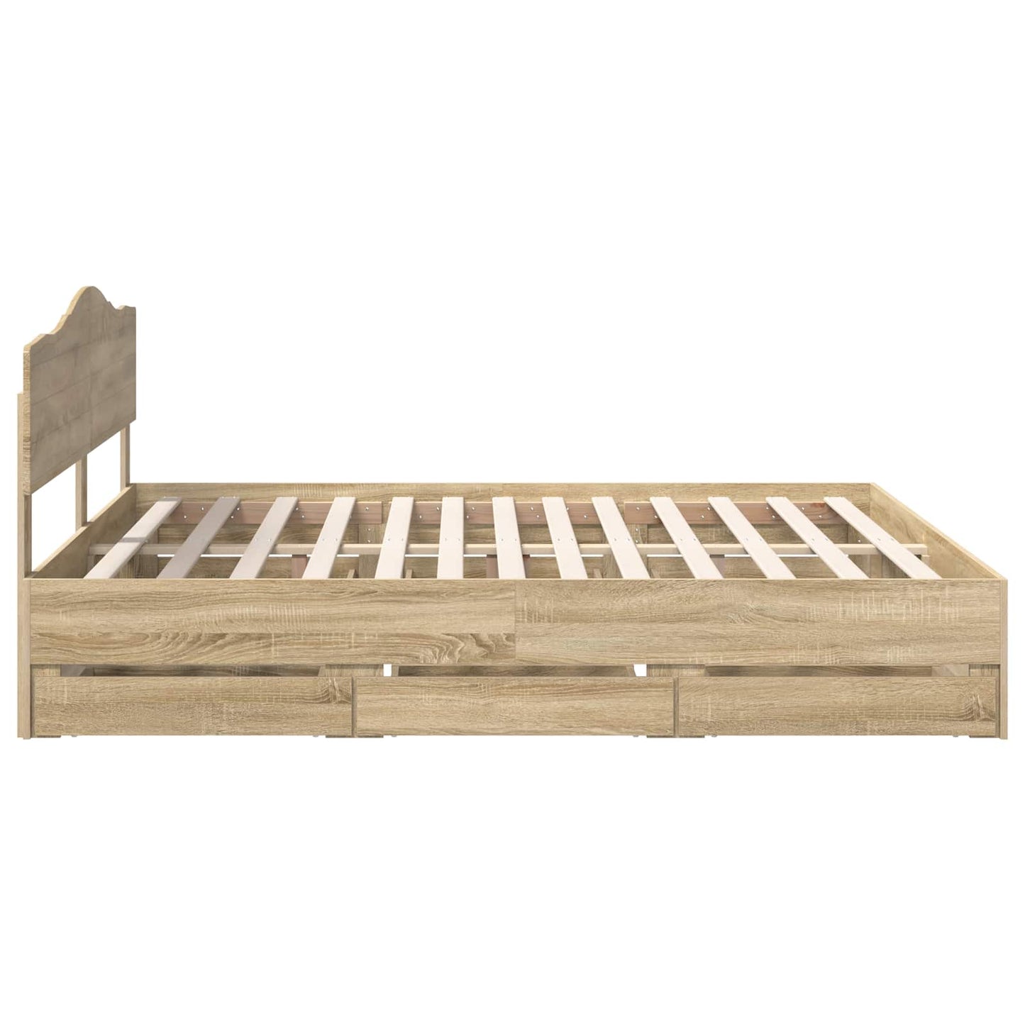 Bed Frame with Drawer Sonoma Oak 200 x 200 cm Engineer Wood