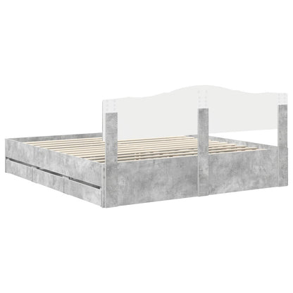 Bed Frame with Drawer Concrete Grey 200 x 200 cm Engineer Wood