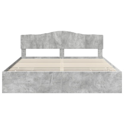 Bed Frame with Drawer Concrete Grey 200 x 200 cm Engineer Wood