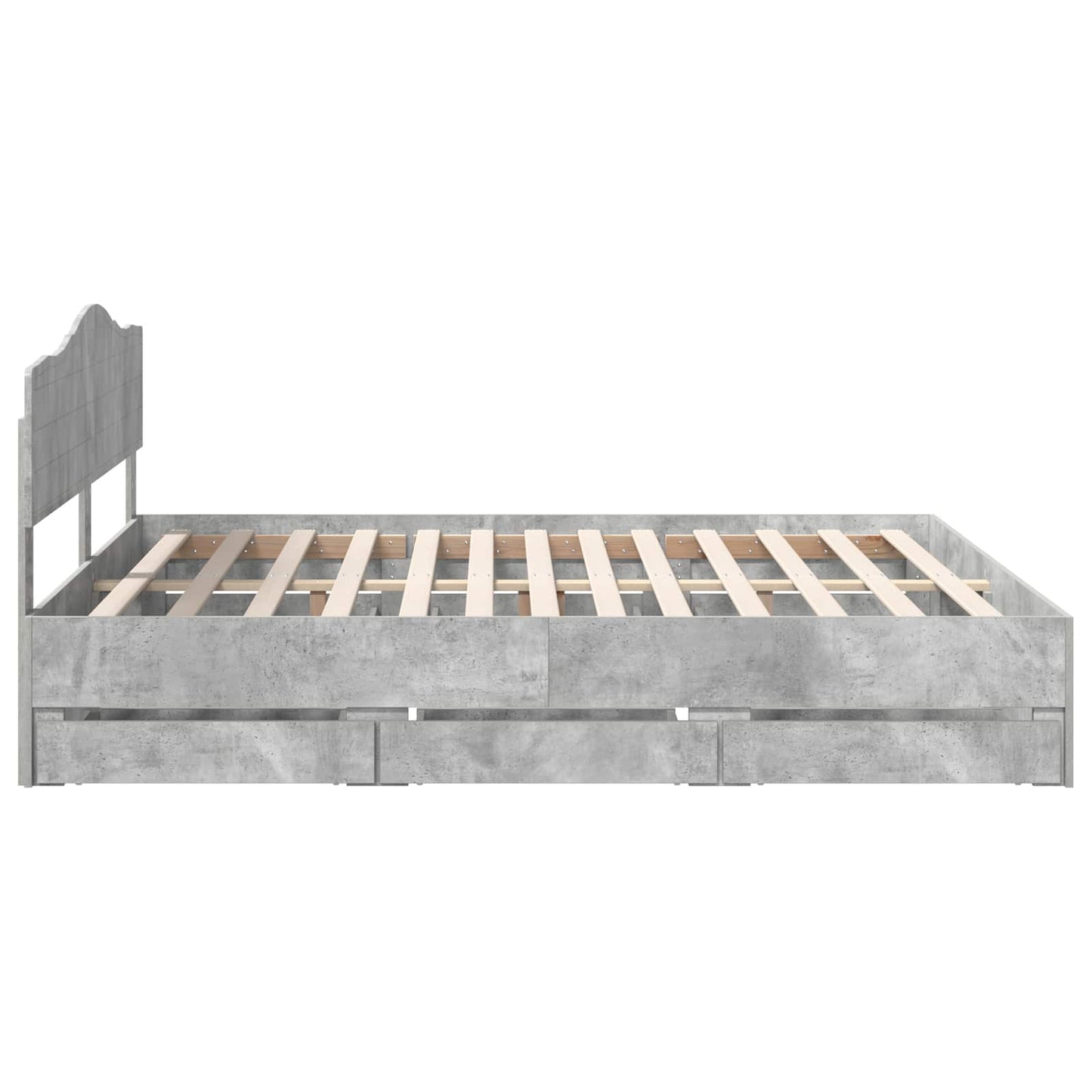 Bed Frame with Drawer Concrete Grey 200 x 200 cm Engineer Wood