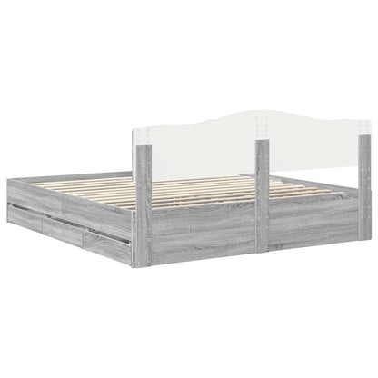 Bed Frame with Drawer Grey Sonoma 200 x 200 cm Engineer Wood
