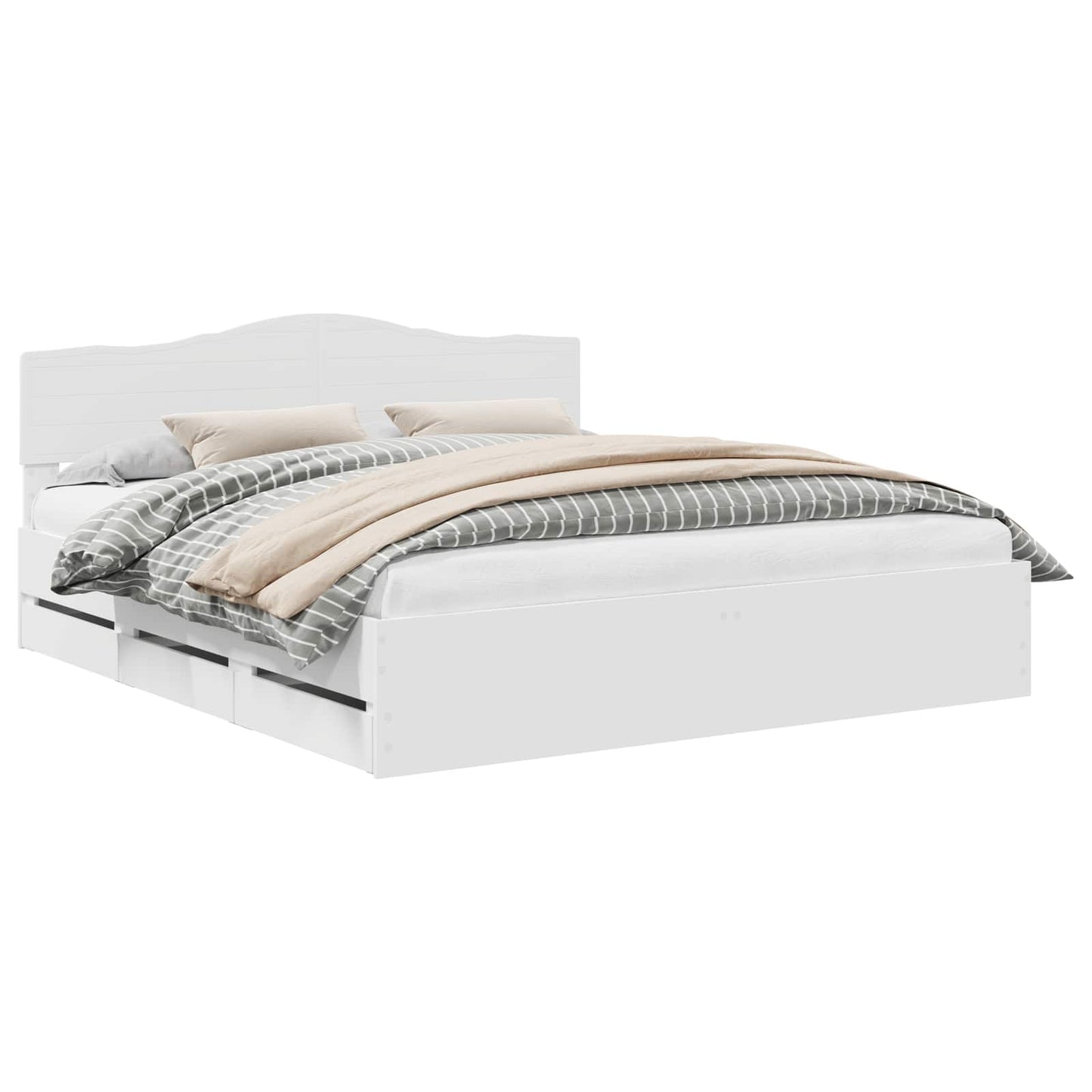 Bed Frame with Drawer White 180 x 200 cm Engineer Wood