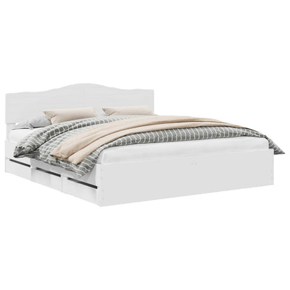Bed Frame with Drawer White 180 x 200 cm Engineer Wood