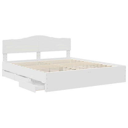 Bed Frame with Drawer White 180 x 200 cm Engineer Wood