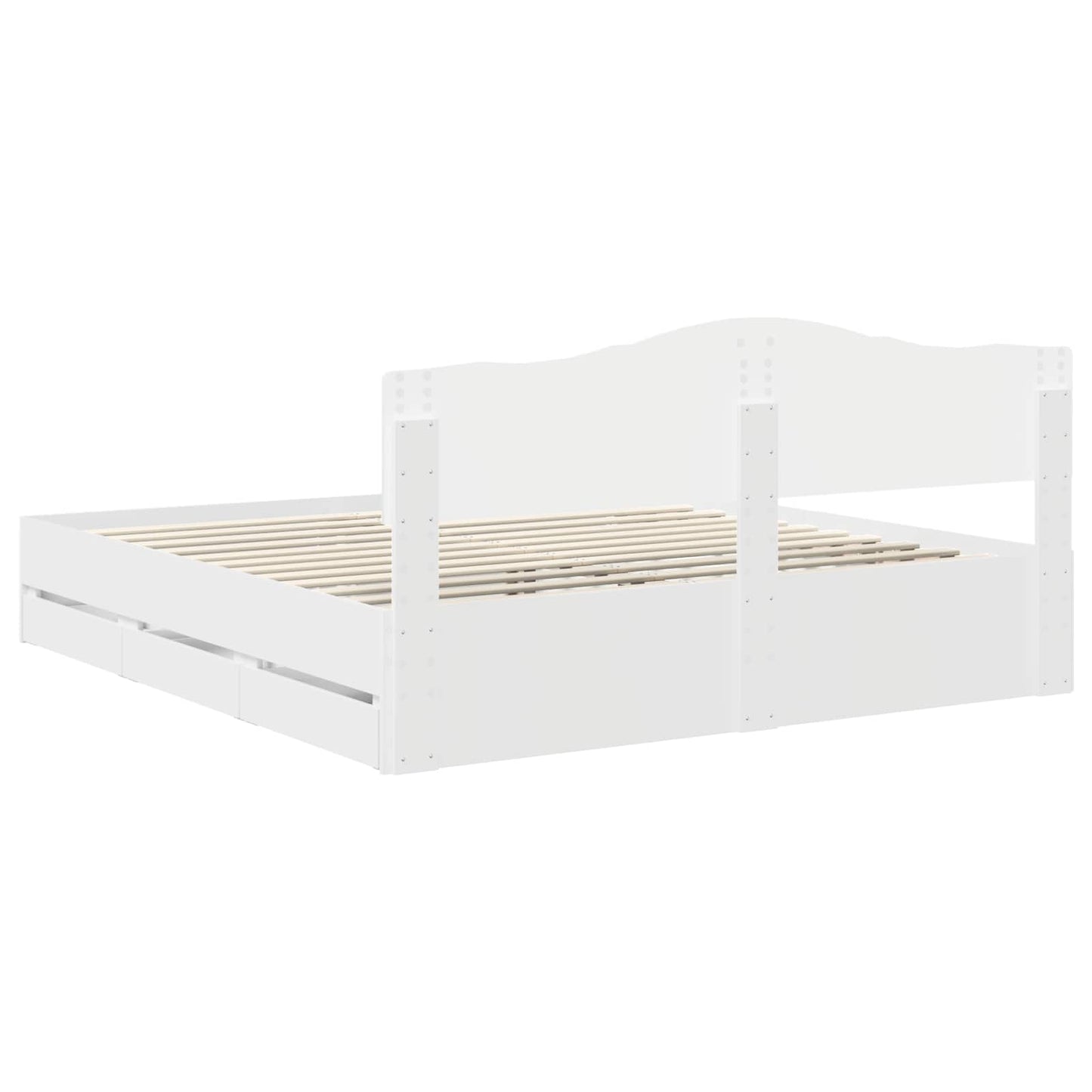 Bed Frame with Drawer White 180 x 200 cm Engineer Wood