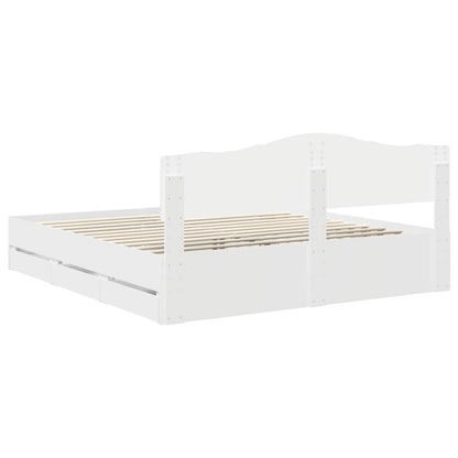 Bed Frame with Drawer White 180 x 200 cm Engineer Wood
