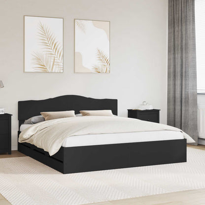 Bed Frame with Drawer Black 180 x 200 cm Engineer Wood