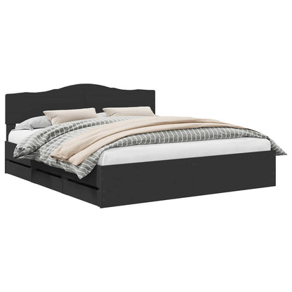 Bed Frame with Drawer Black 180 x 200 cm Engineer Wood