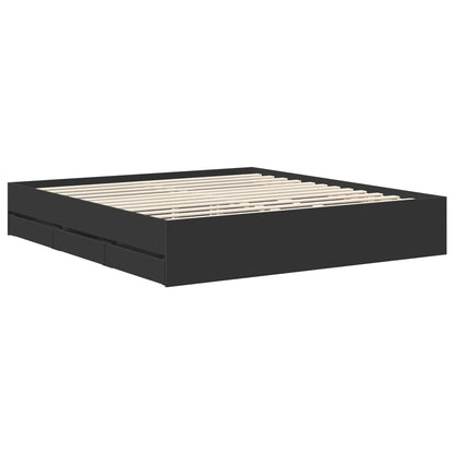 Bed Frame with Drawer Black 180 x 200 cm Engineer Wood