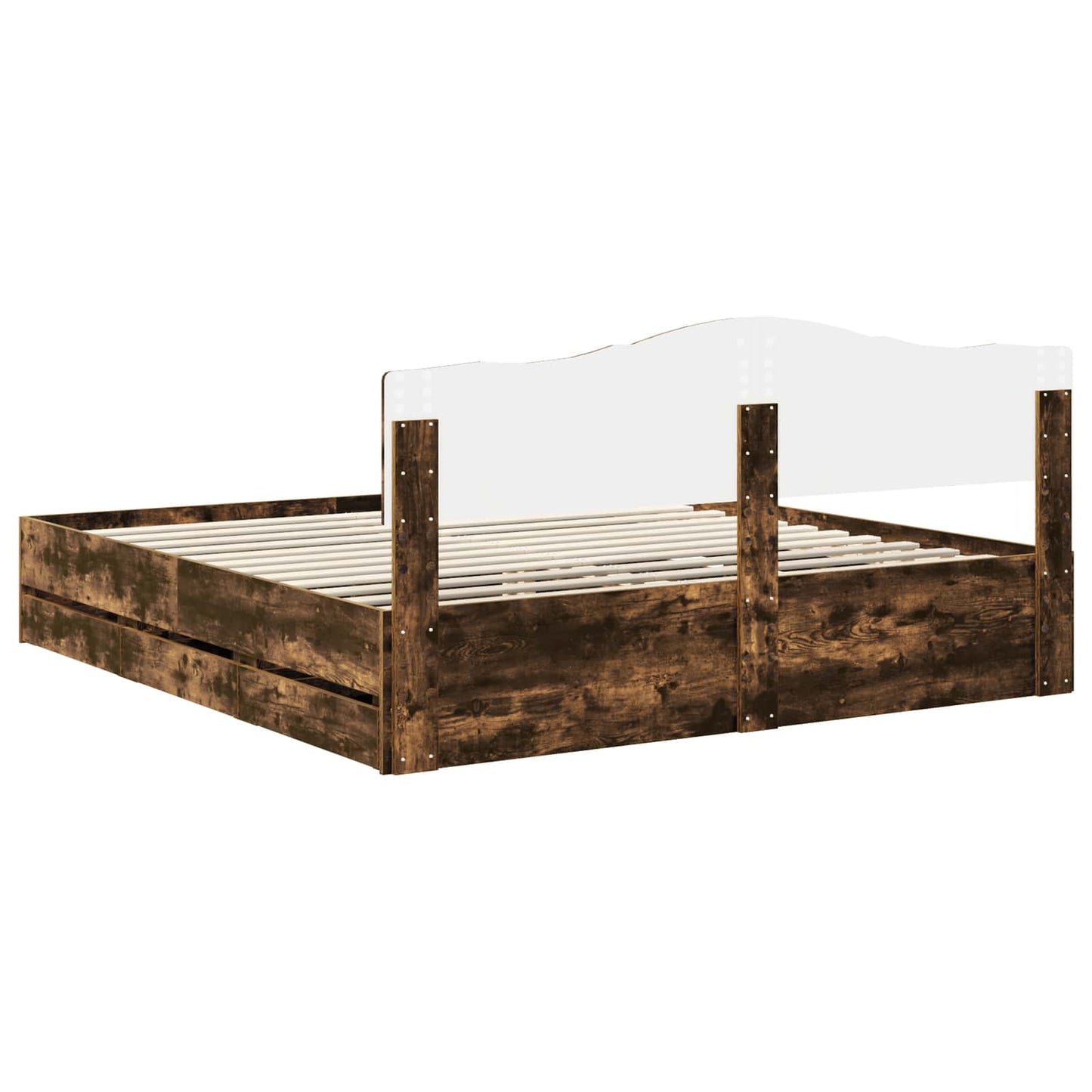 Bed Frame with Drawer Smoked Oak 180 x 200 cm Engineer Wood