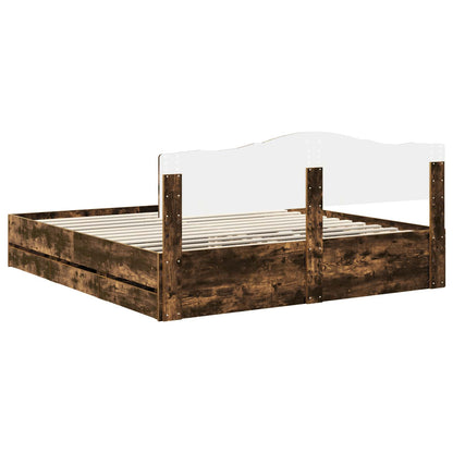 Bed Frame with Drawer Smoked Oak 180 x 200 cm Engineer Wood