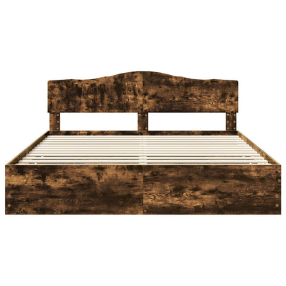 Bed Frame with Drawer Smoked Oak 180 x 200 cm Engineer Wood