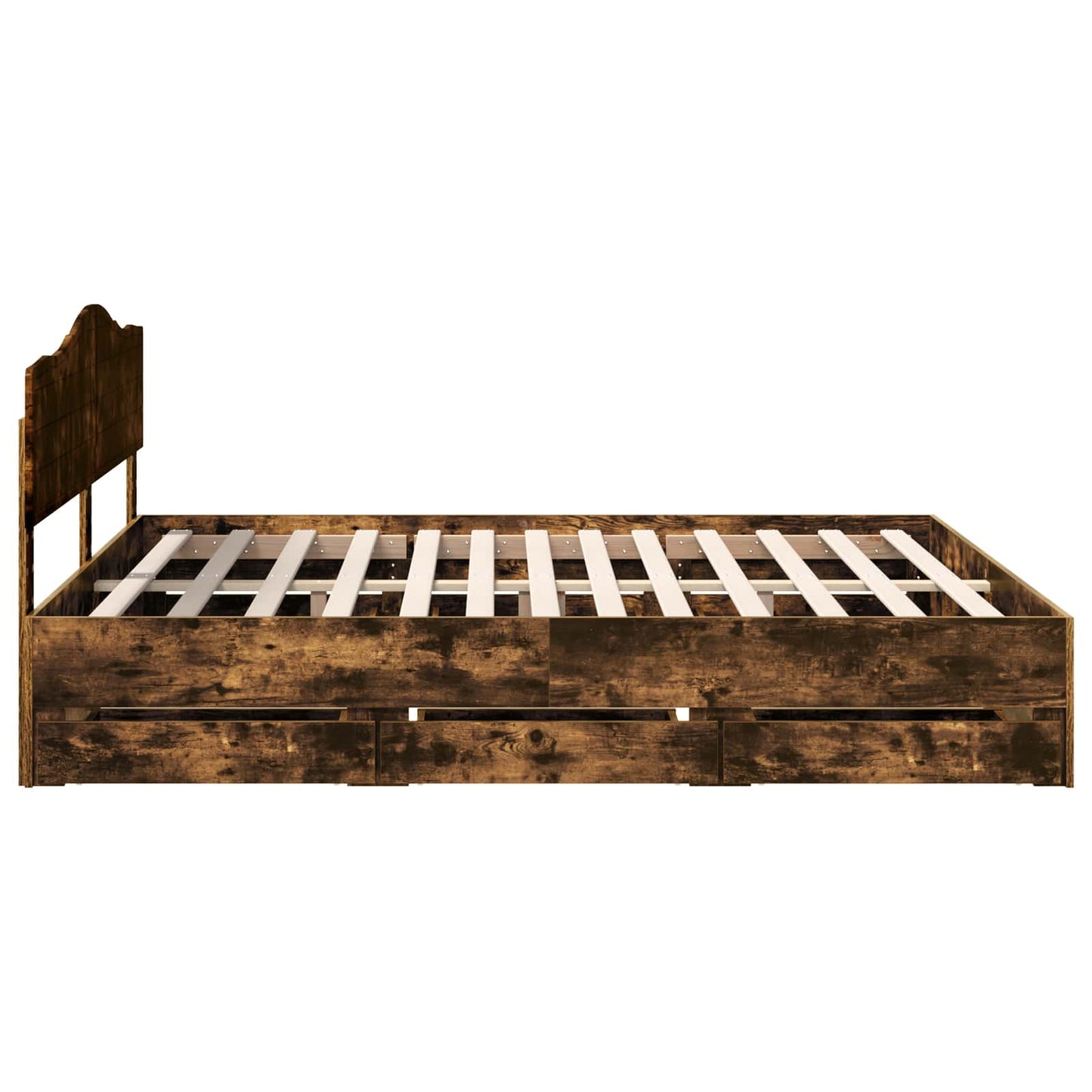 Bed Frame with Drawer Smoked Oak 180 x 200 cm Engineer Wood