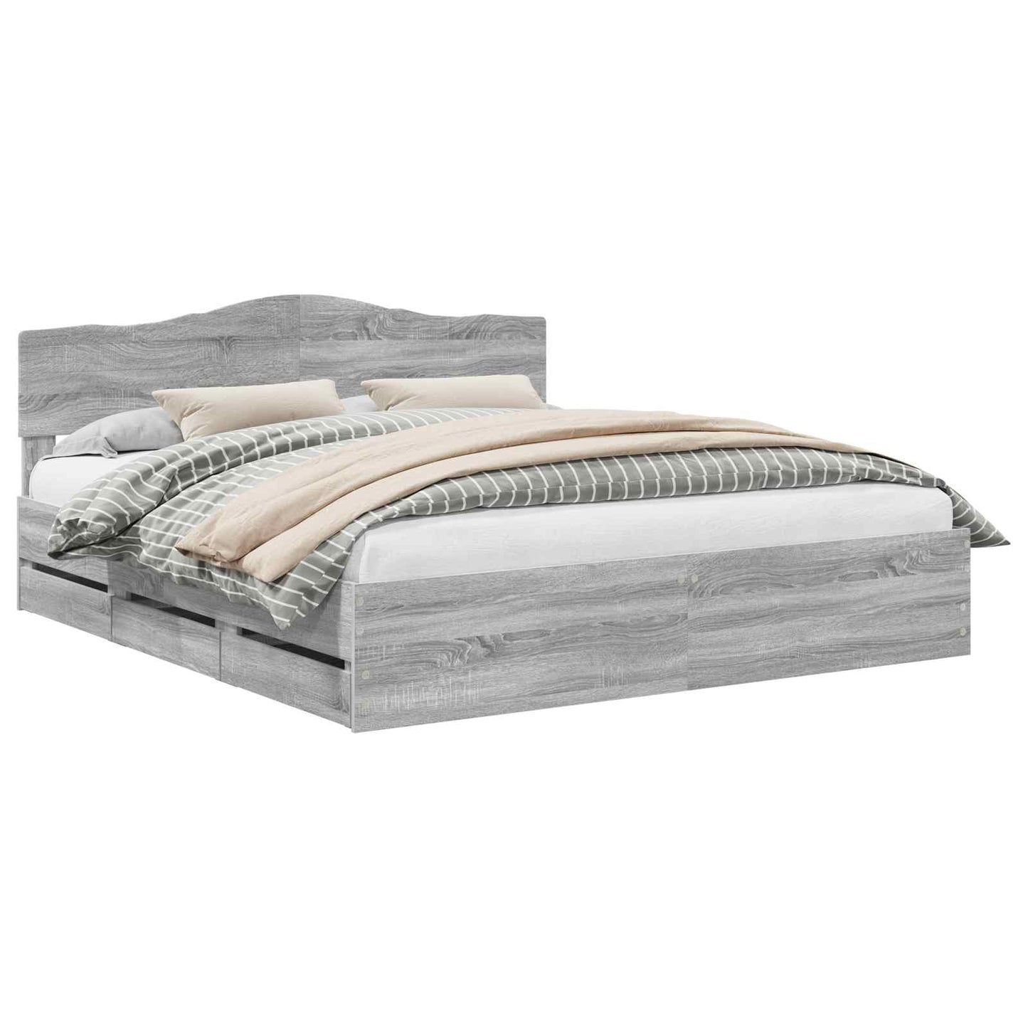 Bed Frame with Drawer Grey Sonoma 180 x 200 cm Engineer Wood