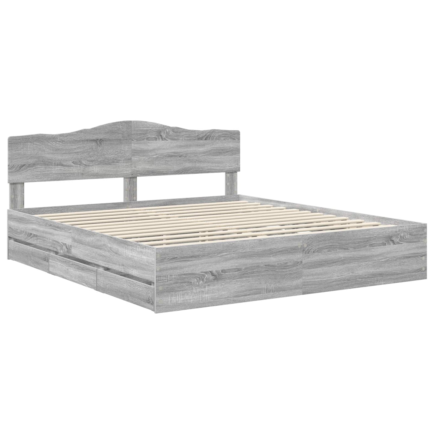 Bed Frame with Drawer Grey Sonoma 180 x 200 cm Engineer Wood