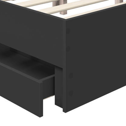 Bed Frame with Drawer Black 160 x 200 cm Engineer Wood