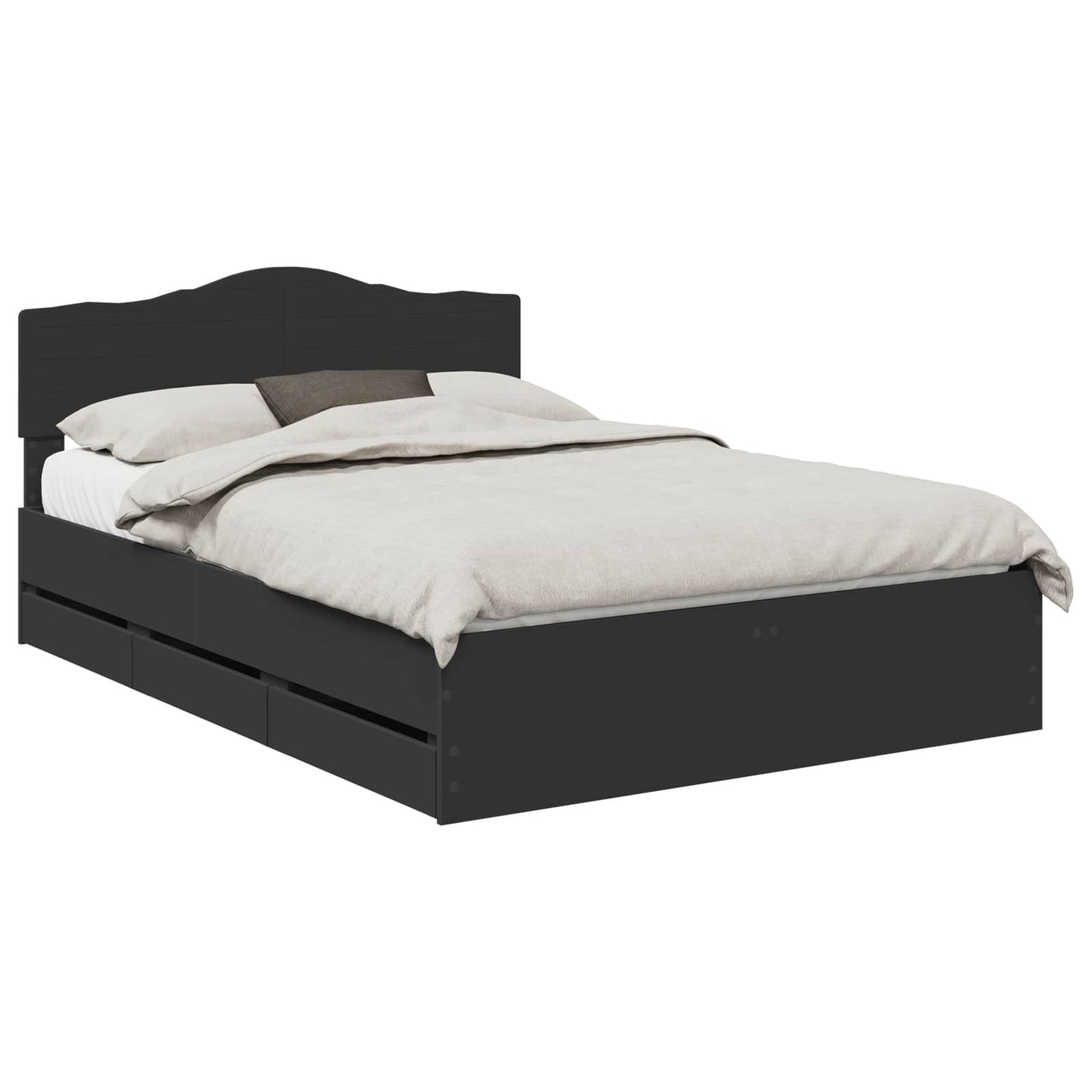Bed Frame with Drawer Black 160 x 200 cm Engineer Wood