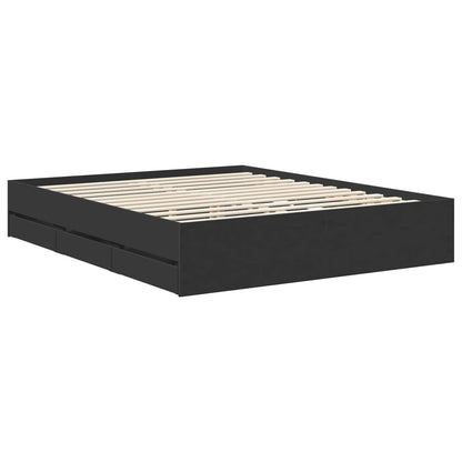 Bed Frame with Drawer Black 160 x 200 cm Engineer Wood
