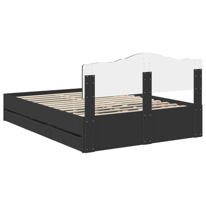 Bed Frame with Drawer Black 160 x 200 cm Engineer Wood