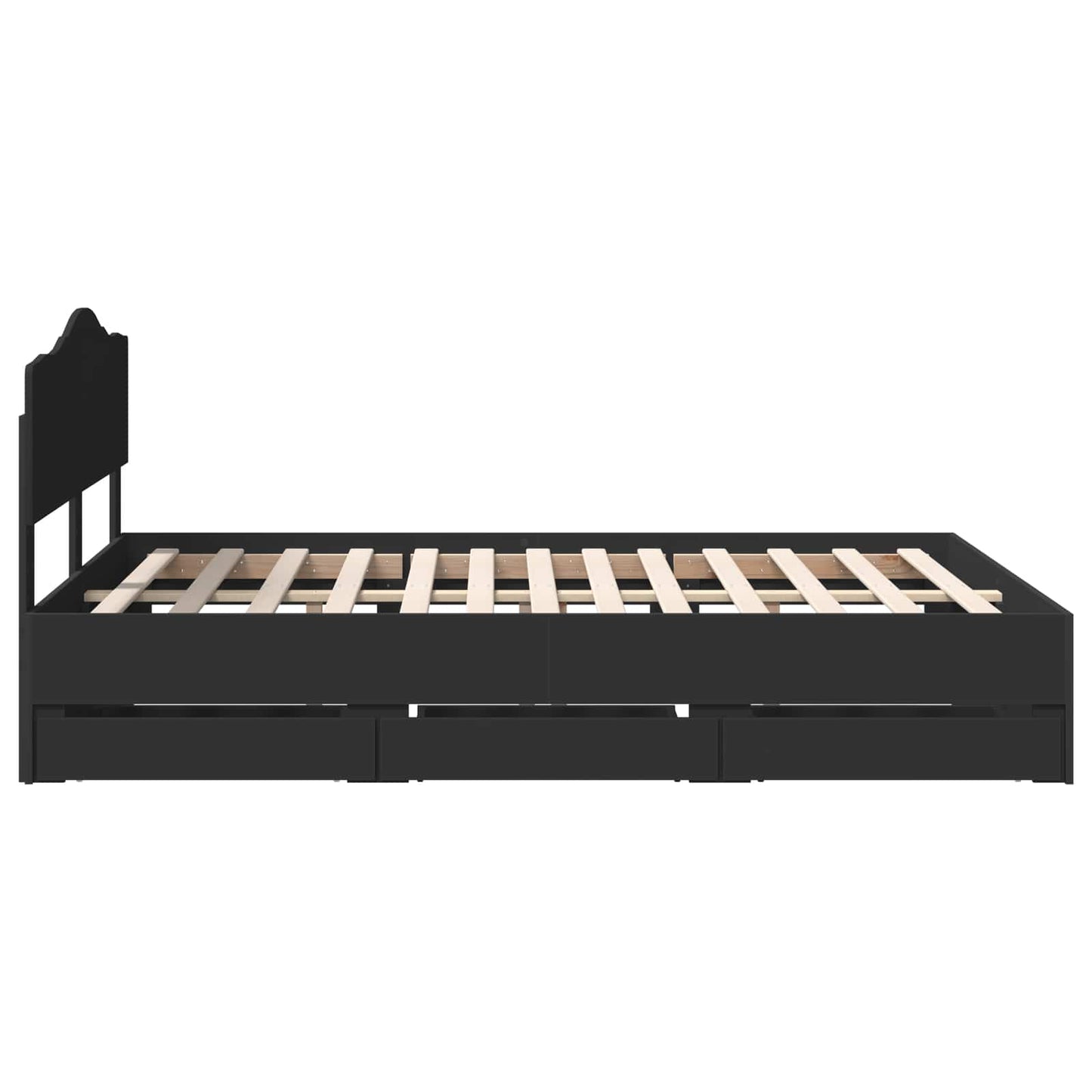 Bed Frame with Drawer Black 160 x 200 cm Engineer Wood