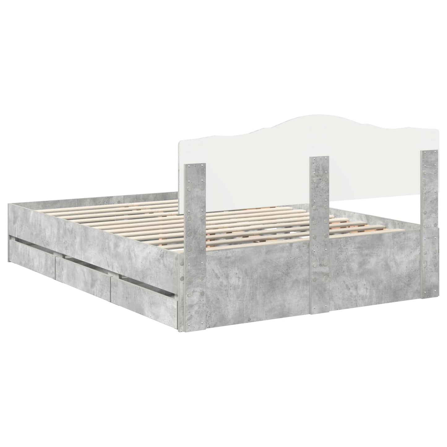 Bed Frame with Drawer Concrete Grey 160 x 200 cm Engineer Wood