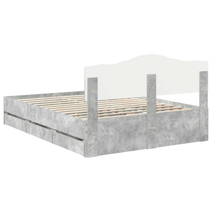 Bed Frame with Drawer Concrete Grey 160 x 200 cm Engineer Wood