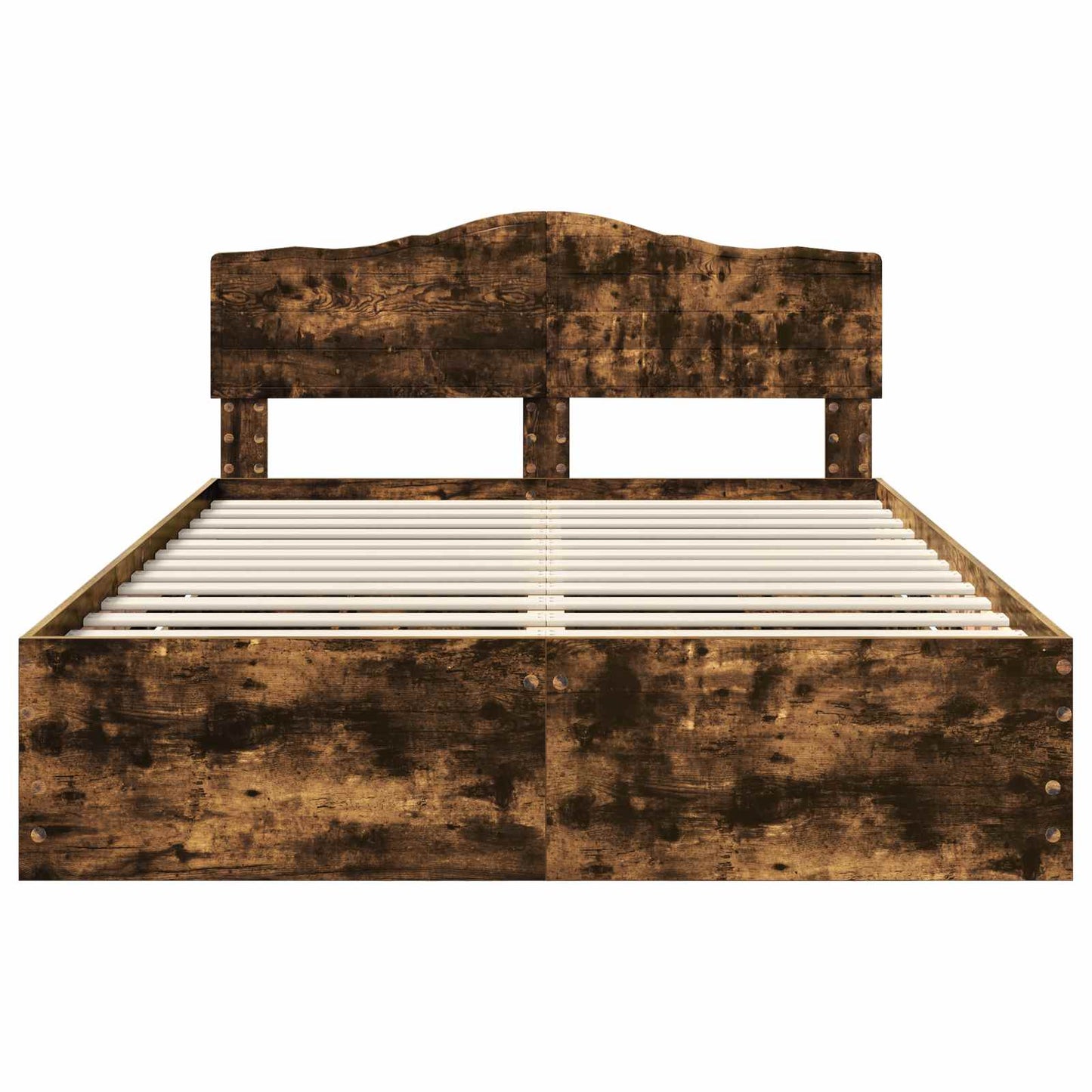 Bed Frame with Drawer Smoked Oak 160 x 200 cm Engineer Wood
