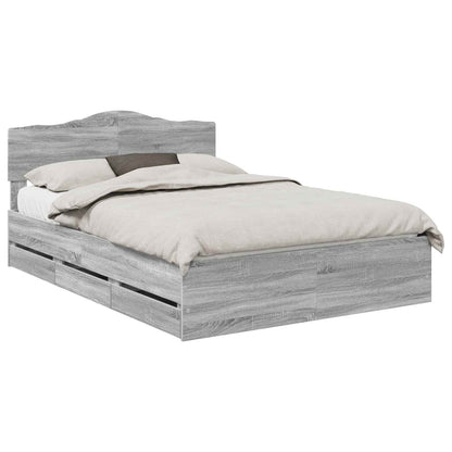 Bed Frame with Drawer Grey Sonoma 160 x 200 cm Engineer Wood