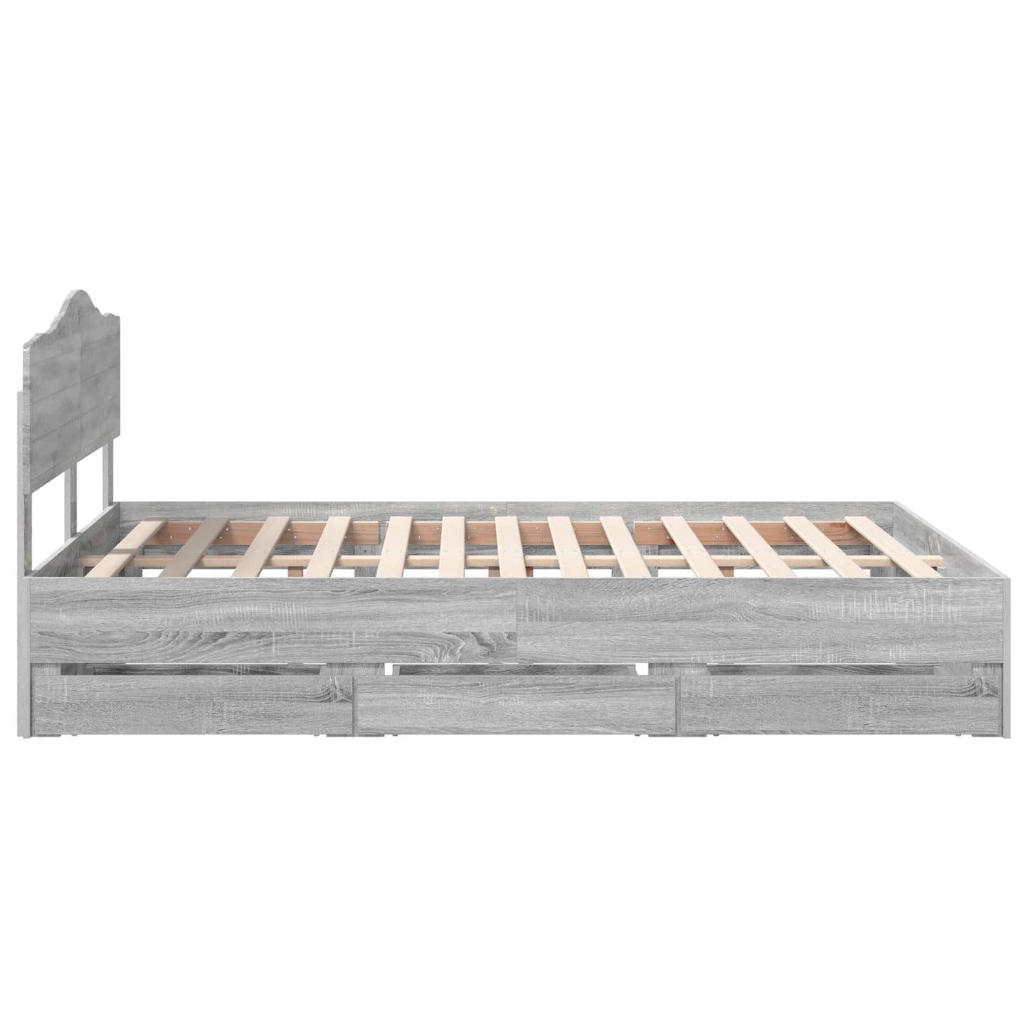 Bed Frame with Drawer Grey Sonoma 160 x 200 cm Engineer Wood