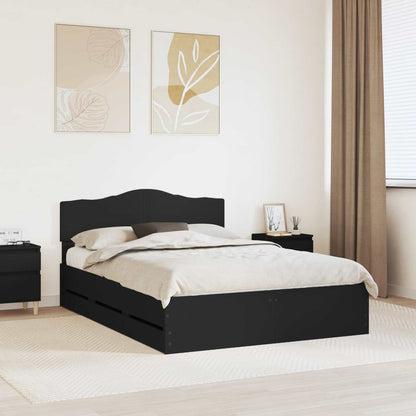 Bed Frame with Drawer Black 150 x 200 cm Engineer Wood