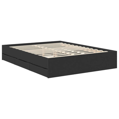 Bed Frame with Drawer Black 150 x 200 cm Engineer Wood