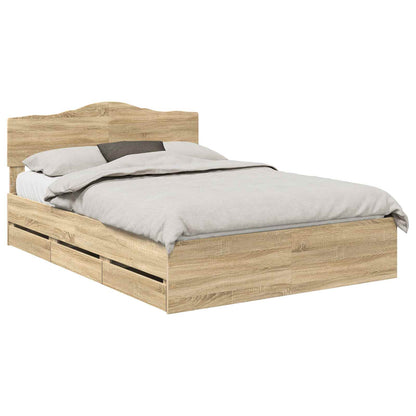 Bed Frame with Drawer Sonoma Oak 150 x 200 cm Engineer Wood