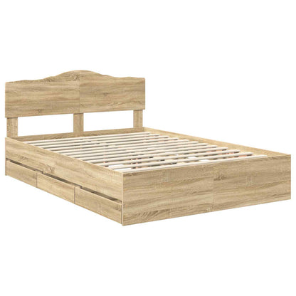 Bed Frame with Drawer Sonoma Oak 150 x 200 cm Engineer Wood