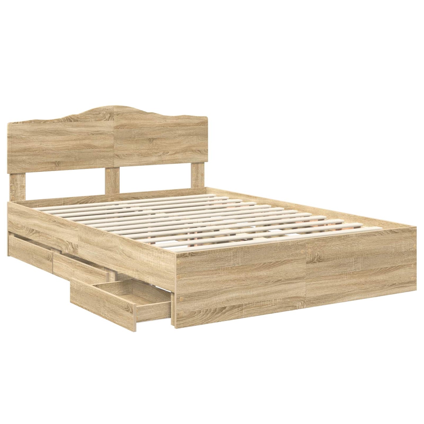 Bed Frame with Drawer Sonoma Oak 150 x 200 cm Engineer Wood