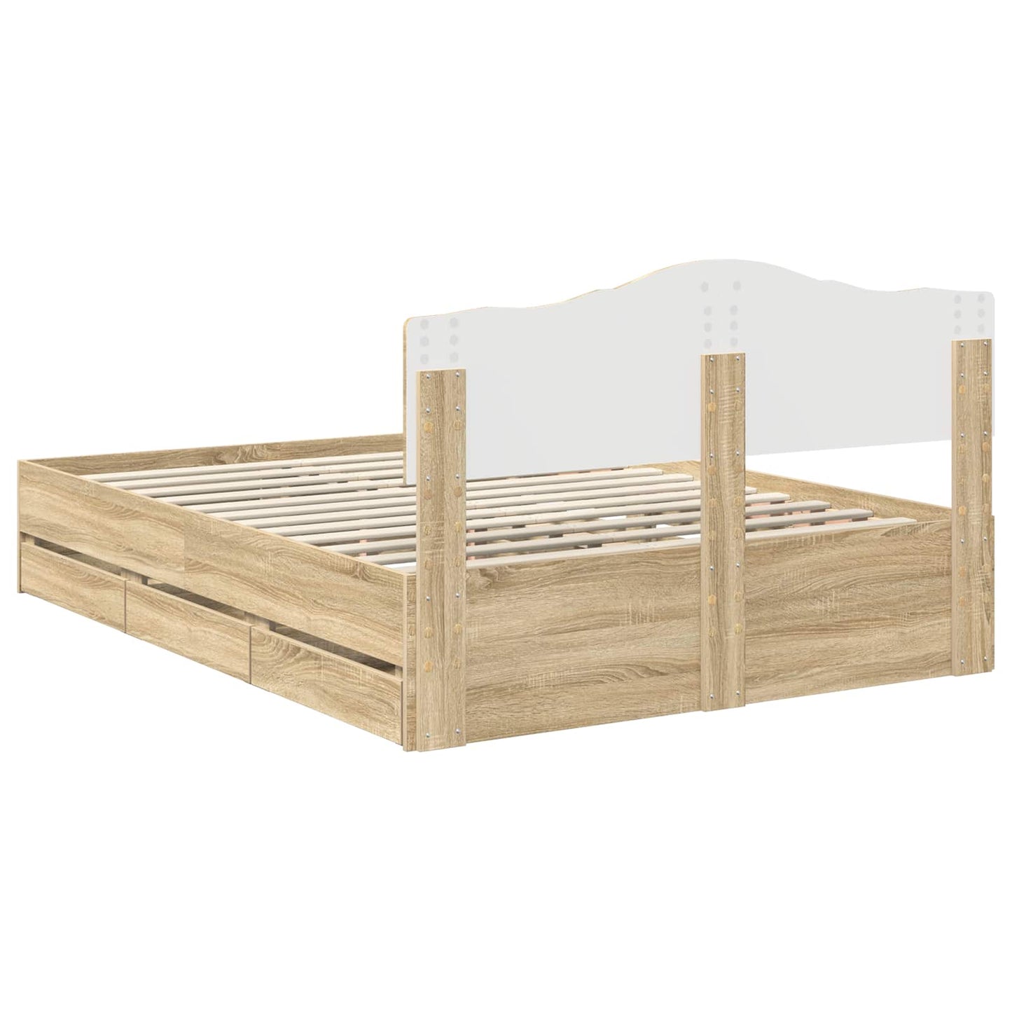 Bed Frame with Drawer Sonoma Oak 150 x 200 cm Engineer Wood