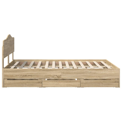 Bed Frame with Drawer Sonoma Oak 150 x 200 cm Engineer Wood