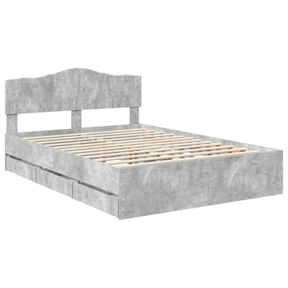 Bed Frame with Drawer Concrete Grey 150 x 200 cm Engineer Wood
