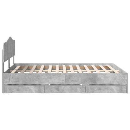 Bed Frame with Drawer Concrete Grey 150 x 200 cm Engineer Wood