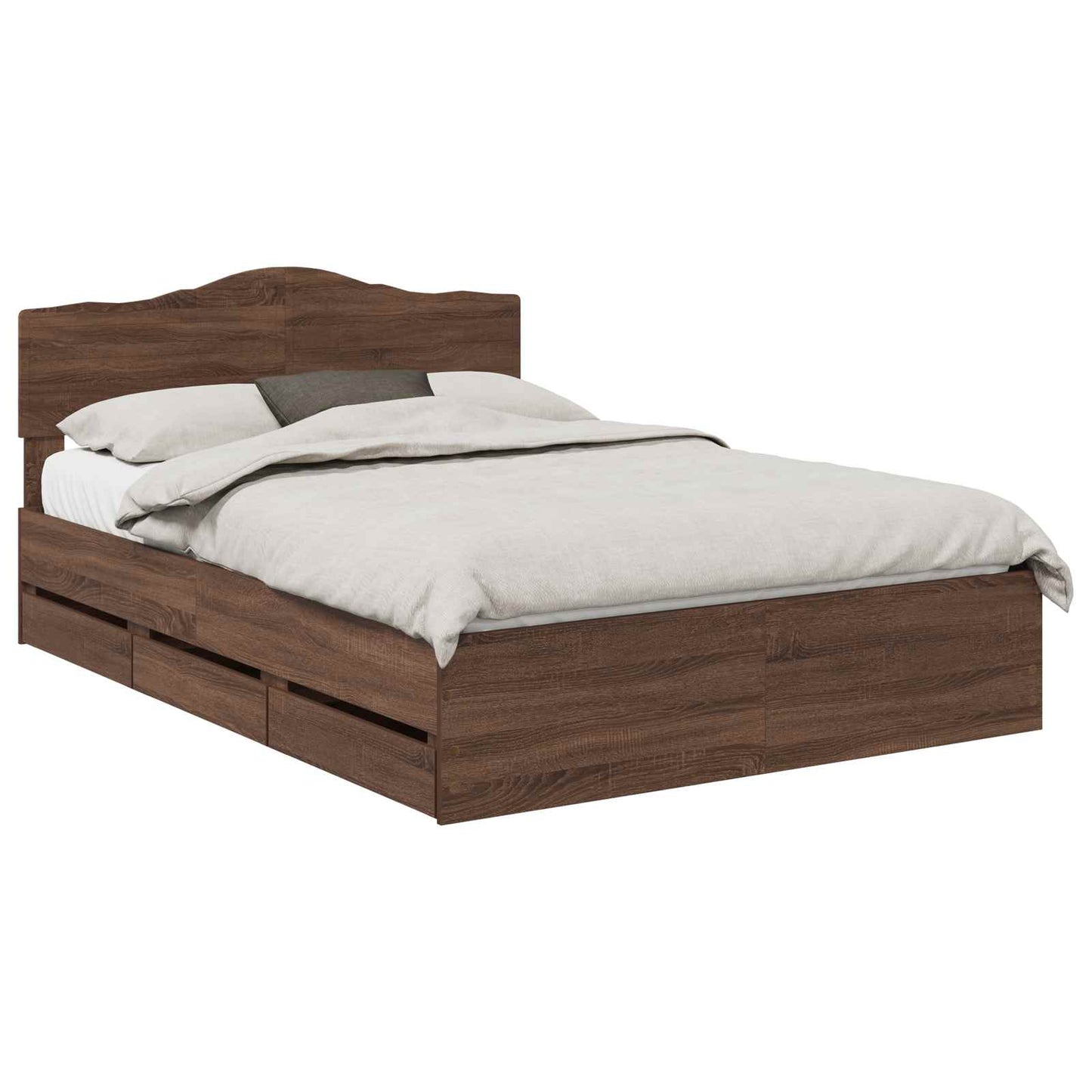 Bed Frame with Drawer Brown Oak 150 x 200 cm Engineer Wood